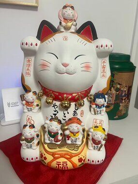 Yakushi Kiln Maneki Neko Ayae Seven Good Luck Lucky Cat Large/X Large